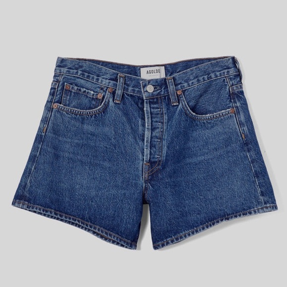 Agolde Pants - Agolde Parker Long short Dark Blue Denim Jean Shorts